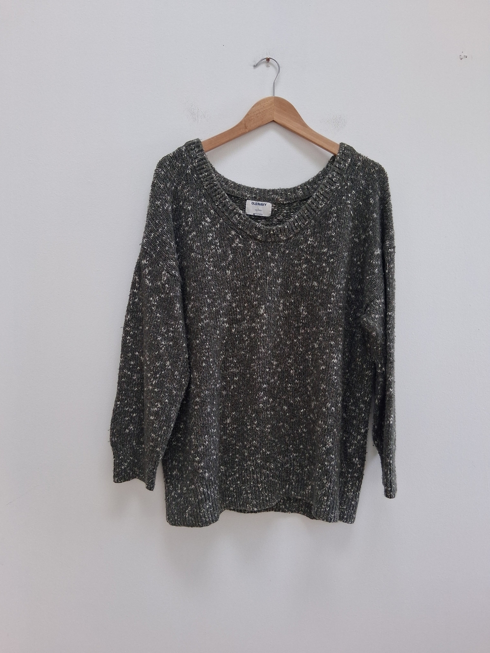 Old Navy Olive Flecked Crewneck Chunky Knit Sweater - Women's Size Large